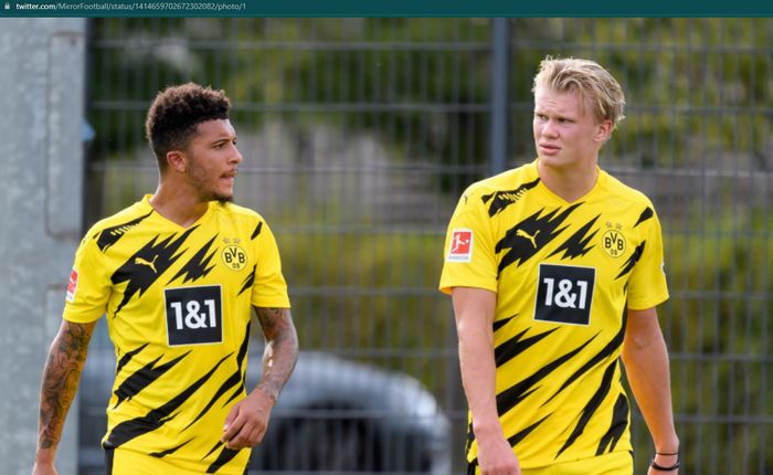 Momen kebersamaan Jadon Sancho dan Erling Haaland di Borussia Dortmund.