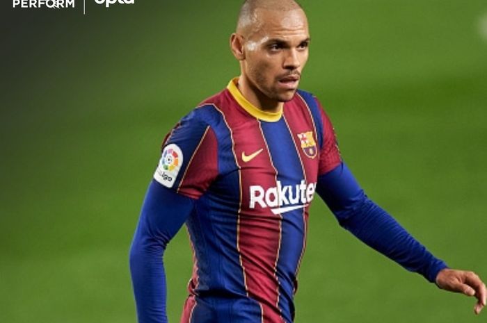 Pemain Barcelona, Martin Braithwaite, saat melawan Eibar dalam laga pekan ke-16 Liga Spanyol 2020-2021 pada Selasa (29/12/2020) waktu setempat atau Rabu pukul 01.15 WIB.