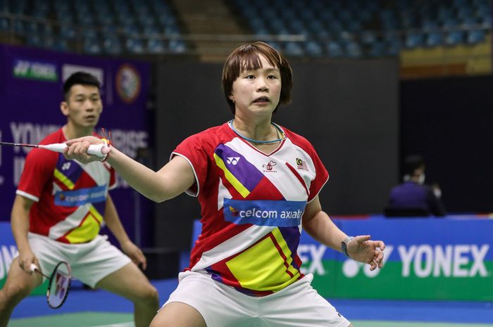 Valeree Siow (depan) dan Chan Peng Soon (belakang) saat tampil di India Open 2022.