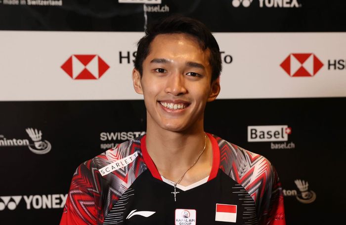 Tunggal putra Indonesia, Jonatan Christie saat menjuarai Swiss Open 2022, Minggu (27/3/2022)