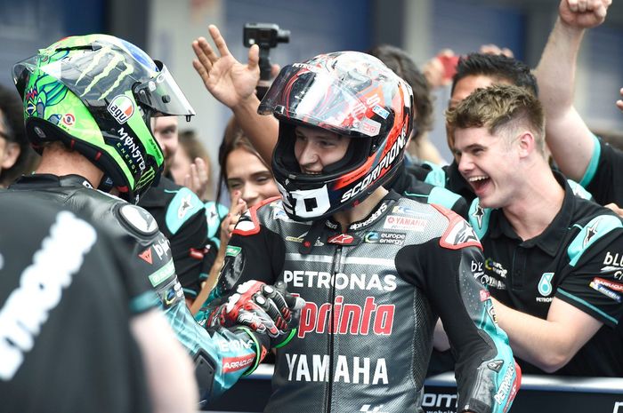 Fabio Quartararo saat meraih pole position pada kualifikasi MotoGP Spanyol 2019.