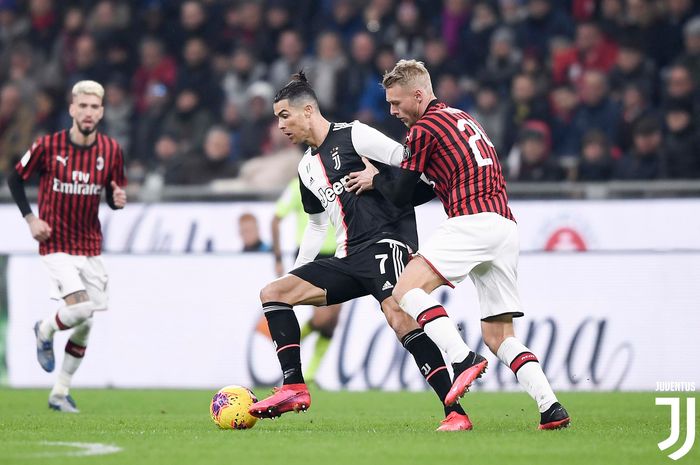 Megabintang Juventus, Cristiano Ronaldo, dalma laga Coppa Italia melawan AC Milan di San Siro, Kamis (13/2/2020).
