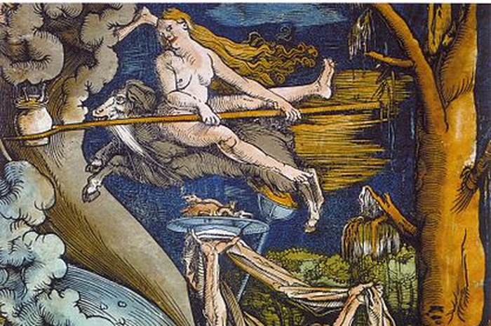 Ilustrasi penyihir dari lukisan The Witches karya Hans Baldung. Ini adalah cerita tragis Lilias Adie, yang dipaksa mengaku sebagai penyihir dan berhubungan intim dengan iblis.