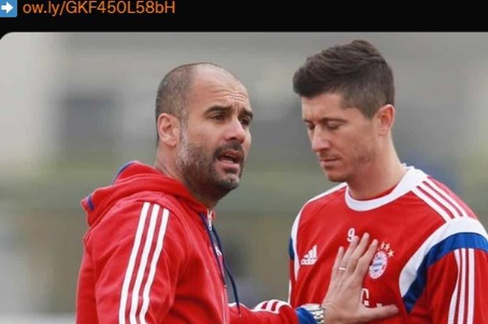 Pep Guardiola dan Robert Lewandowski sewaktu masih sama-sama berada di Bayern Muenchen.