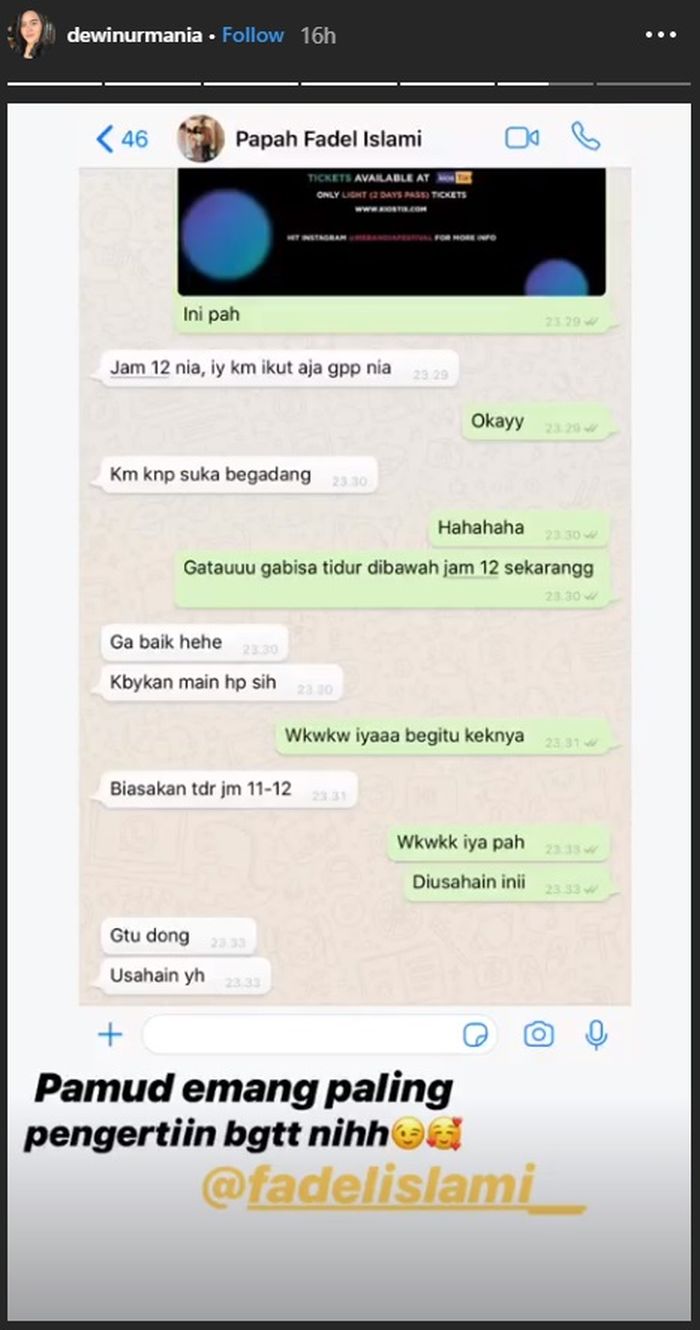 Chat putri Muzdalifah