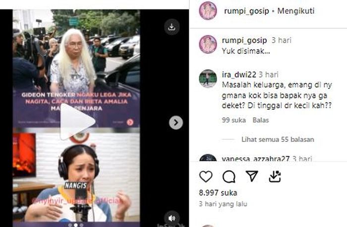 Gideon Tengker kini tetap penjarakan Nagita Slavina, sang anak ingat hubungan dengan ayah kandungnya.