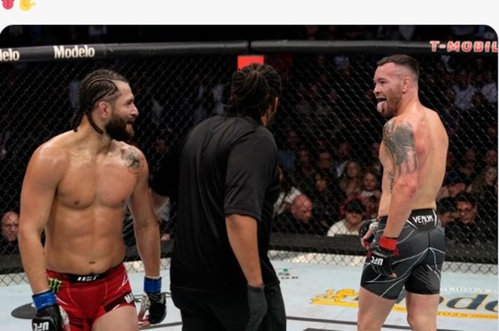 Momen pertarungan Colby Covington (kanan) dan Jorge Masvidal (kiri) pada UFC 272, Minggu siang (6/3/2022) WIB.