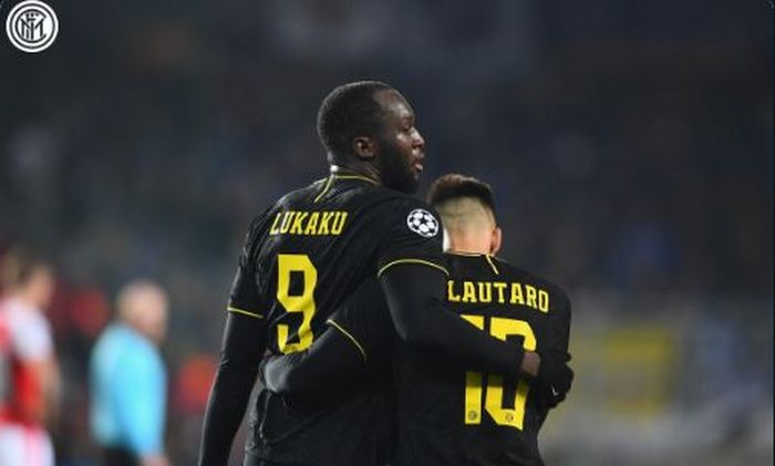 Dua penyerang Inter Milan, Romelu Lukaku dan Lautaro Martinez.