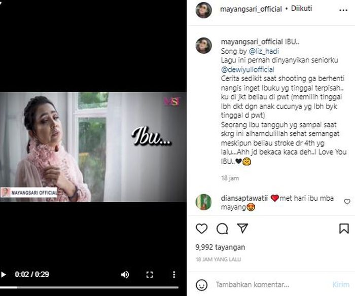 Mayangsari galau terpisah dari ibunya