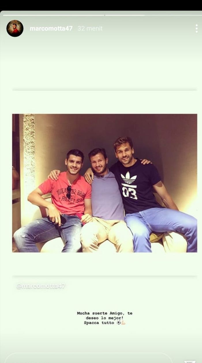 Marco Motta mengunggah kebersamaannya dengan Alvaro Morata dan juga Fernando Llorente lewat unggahan Insta Storynya, 23 September 2020.