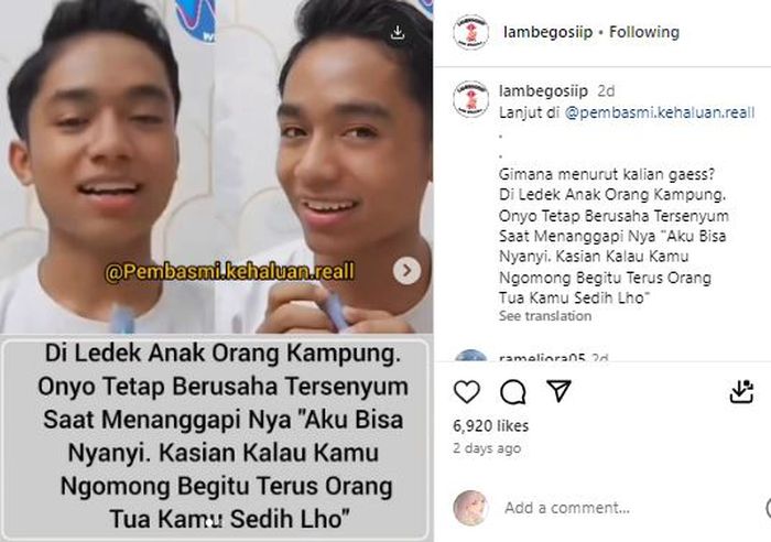 Postingan akun @lambegosiip