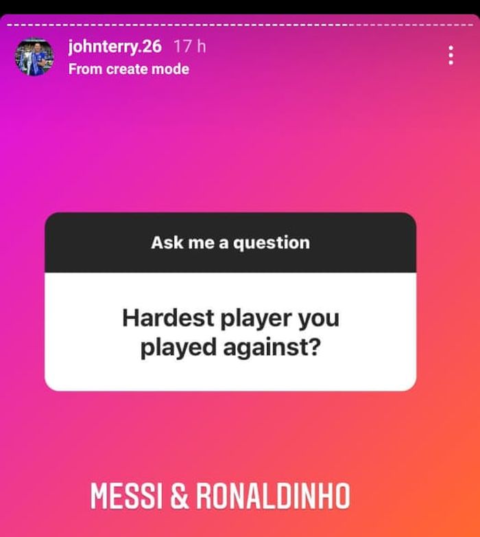 Tangkapan layar sesi tanya jawab yang diadakan legenda Chelsea, John Terry. 