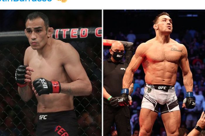 Montase Tony Ferguson (kiri), dan pembuat duel ala gladiator, Michael Chandler yang bakal disabung pada UFC 274  pada 7 Mei mendatang