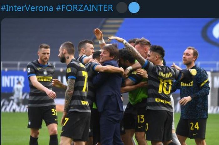 Inter Milan menaklukkan Hellas Verona dalam laga pekan 33 Liga Italia, 24 April 2021.