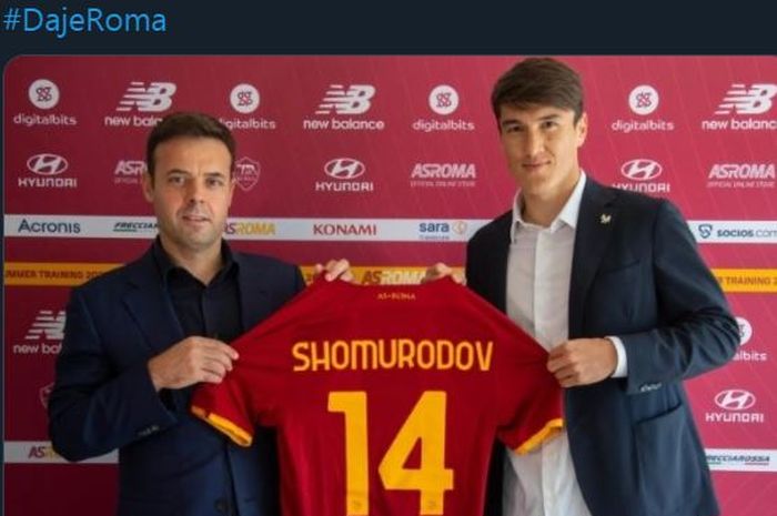 Penyerang Uzbekistan, Eldor Shomurodov, resmi gabung klub Liga Italia, AS Roma.