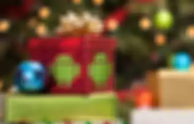 Ilustrasi aplikasi Android bertema Natal