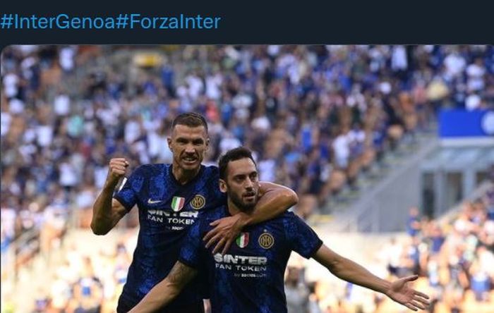 Edin Dzeko dan Hakan Calhanoglu membuat gol  dan assist dalam debut sebagai pemain Inter Milan di Liga Italia kontra Genoa.