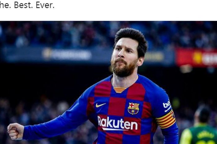 Megabintang Barcelona, Lionel Messi, merayakan gol yang dicetak ke gawang Eibar dalam laga Liga Spanyol di Stadion Camp Nou, Sabtu (22/2/2020).