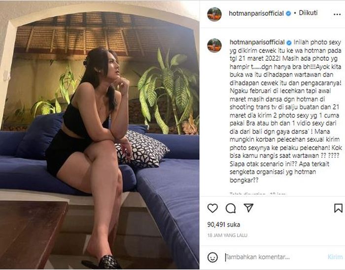 Hotman Paris mengunggah foto seksi Iqlima Kim