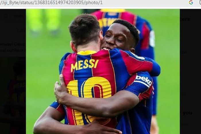 Ilaix Moriba dan Lionel Messi semasa membela Barcelona.