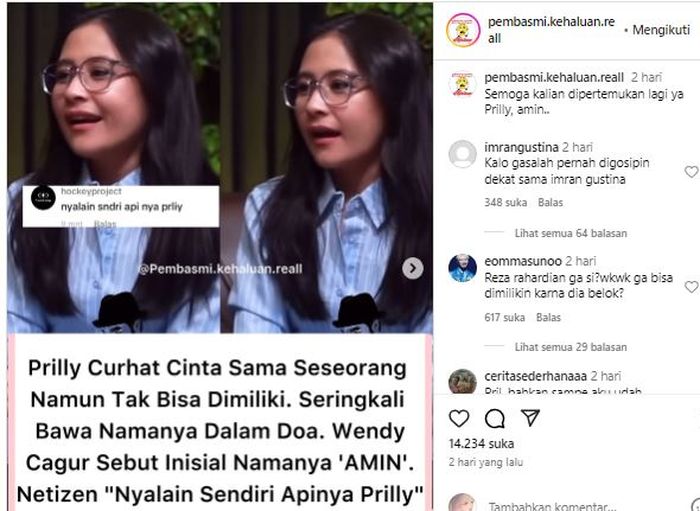 Postingan akun @pembasmi.kehaluan.reall