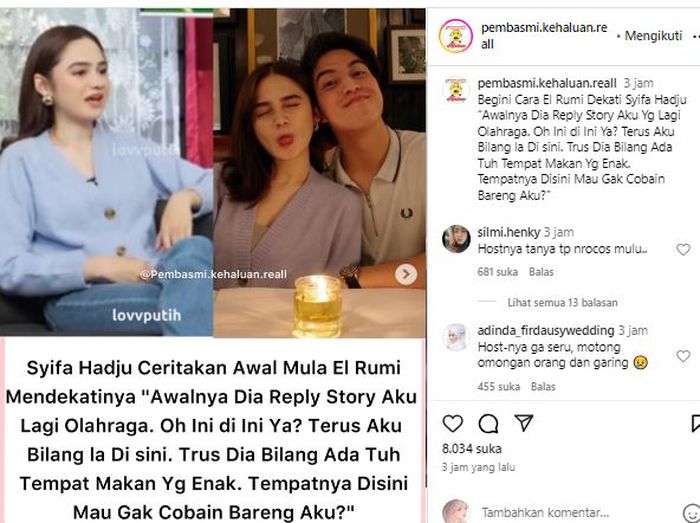 Postingan akun @pembasmi.kehaluan.reall