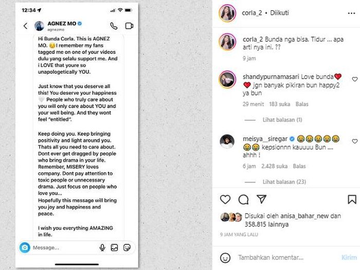 Bunda Corla didukung Agnez MO