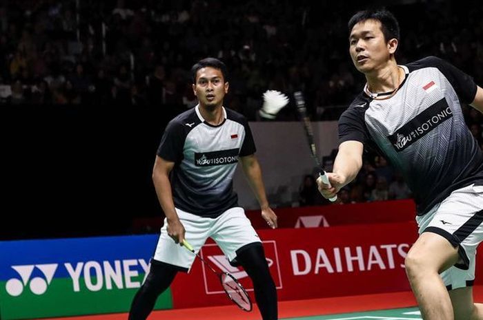 Pasangan ganda putra bulu tangkis Indonesia, Mohammad Ahsan dan Hendra Setiawan.