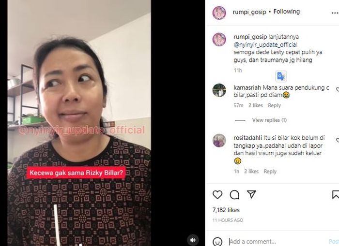 Posting-an akun @rumpi_gosip yang membagikan ulang video Soimah (Instagram/rumpi_gosip)