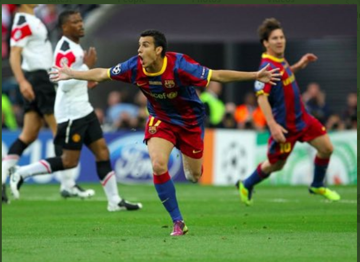 Pedro Rodriguez saat merayakan ketika masih membela Barcelona.