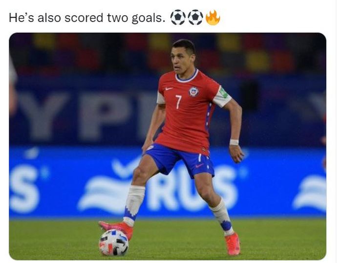 Alexis Sanchez cetak dua gol saat timnas Cile melawan Bolivia di kualifikasi Piala Dunia 2022.