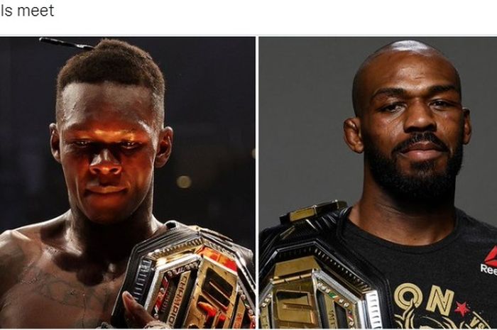 Montase dua jagoan UFC, Israel Adesanya (kiri), Jon Jones (kanan).