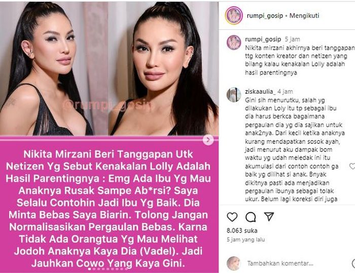 Postingan akun @rumpi_gosip