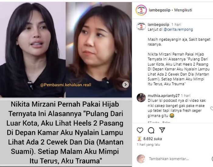 Postingan akun @lambegosiip 