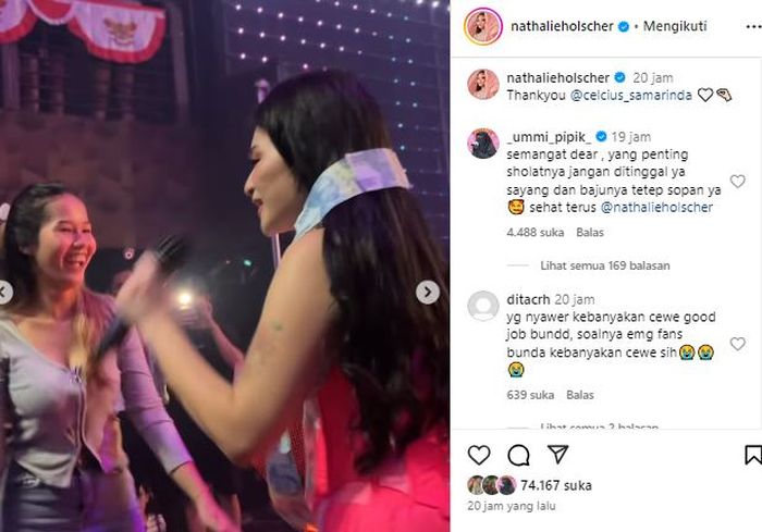 Tangkapan layar video saat Nathalie Holscher disawer pengunjung klub malam (Instagram)