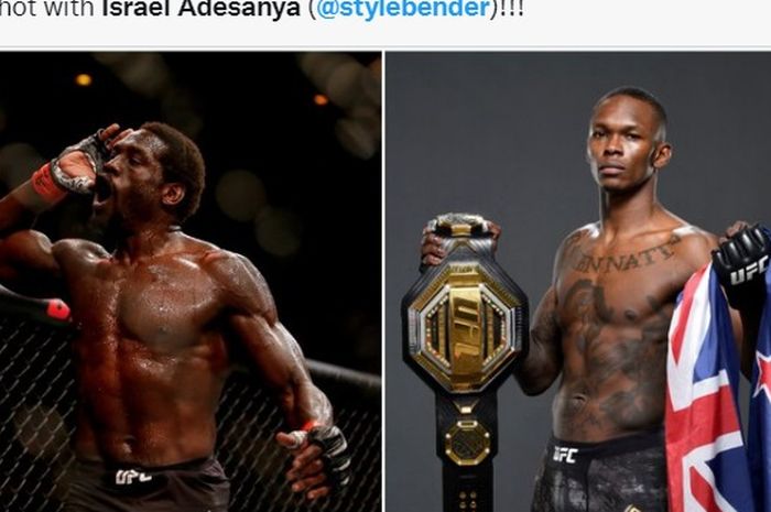 Montase Israel Adesanya (kanan), dan Jared Cannonier (kiri) yang bakal disabung UFC.