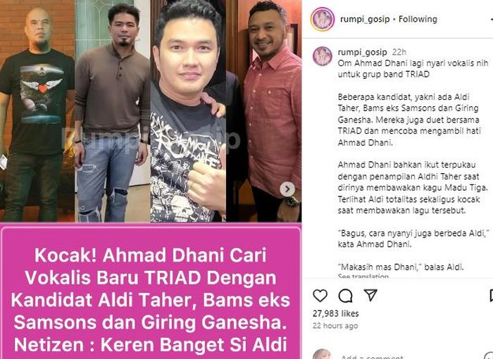 Postingan akun @rumpi_gosip