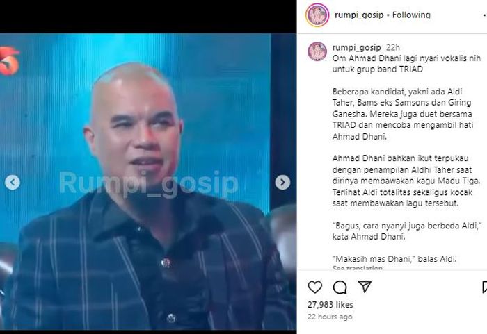 Postingan akun @rumpi_gosip