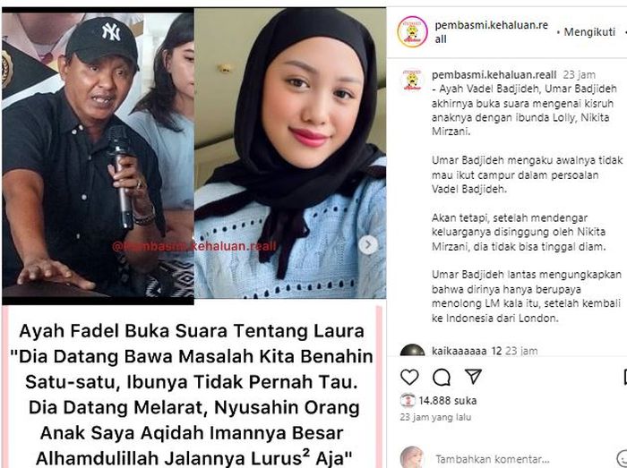 Postingan akun @pembasmi.kehaluan.reall