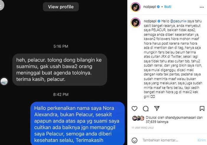 Postingan Nora Alexandra