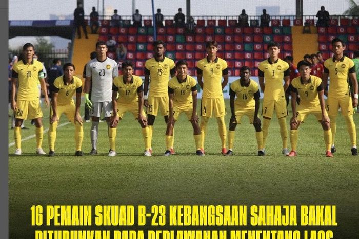 Skuad Timnas u-23 Malaysia di Piala AFF U-23 2022. Sebagian pemainnya ternyata masih tertahan di Kamboja setelah disingkirkan secara memalukan oleh Laos.