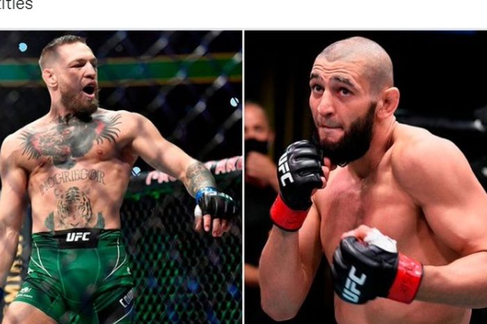 Montase dua jagoan UFC, Conor McGregor (kiri), dan Khamzat Chimaev (kanan).