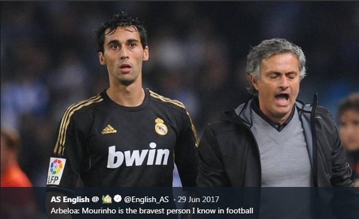 Alvaro Arbeloa dan Jose Mourinho semasa di Real Madrid.