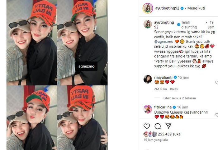 Postingan Ayu Ting Ting bertemu Agnez Mo