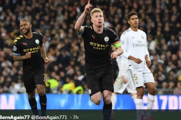 Partai leg pertama babak 16 besar Liga Champions antara Real Madrid dan Manchester City.