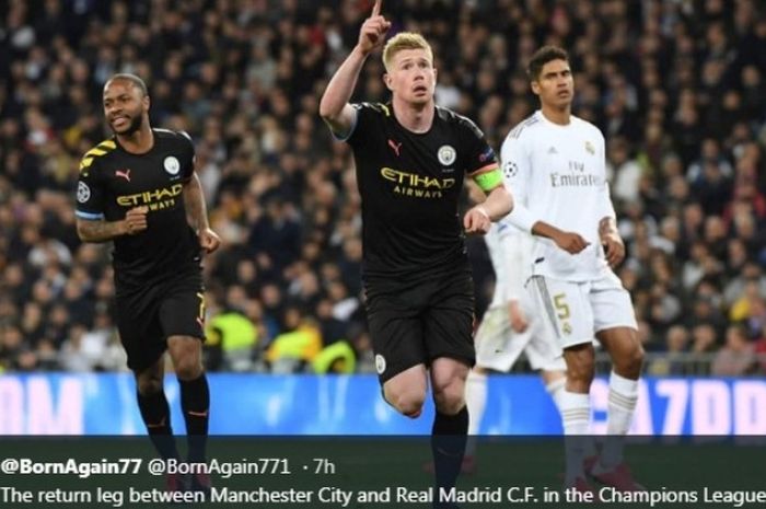 Partai leg pertama babak 16 besar Liga Champions antara Real Madrid dan Manchester City.