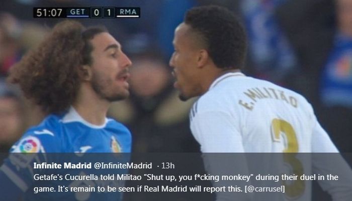 Perseteruan Marc Cucurella dan Eder Militao dalam laga Getae vs Real Madrid pada Sabtu (4/1/2020).
