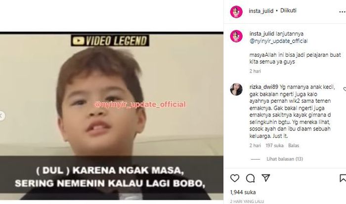 Postingan akun @insta_julid