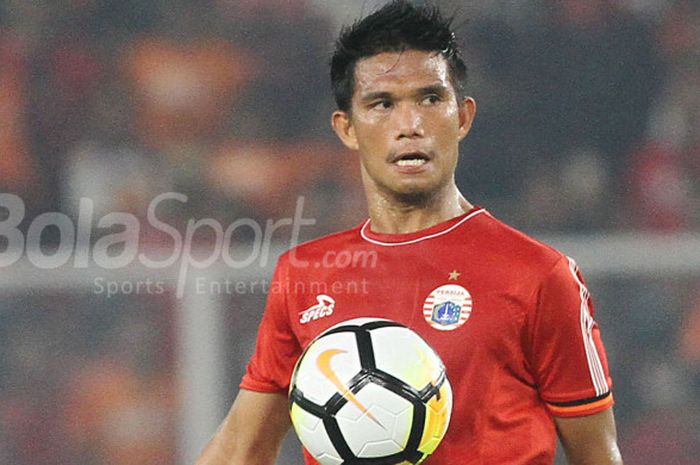 Aksi Sandi Sute pada pertandingan Piala AFC 2018 antara Persija melawan Tampines Rovers.