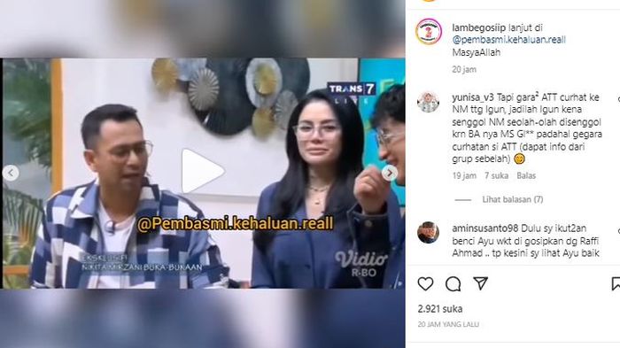 Raffi Ahmad saat mengakui kebaikan Ayu Ting Ting
